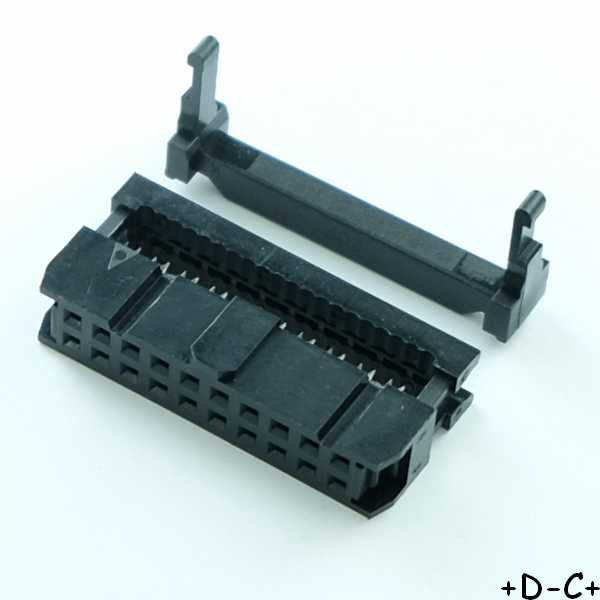 Connecteur HE10 20 points femelle barre antitraction pas2.54 DIN41651