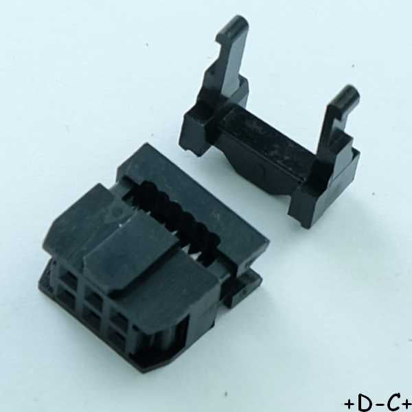 Connecteur HE10 6 points femelle barre antitraction pas2.54 DIN41651