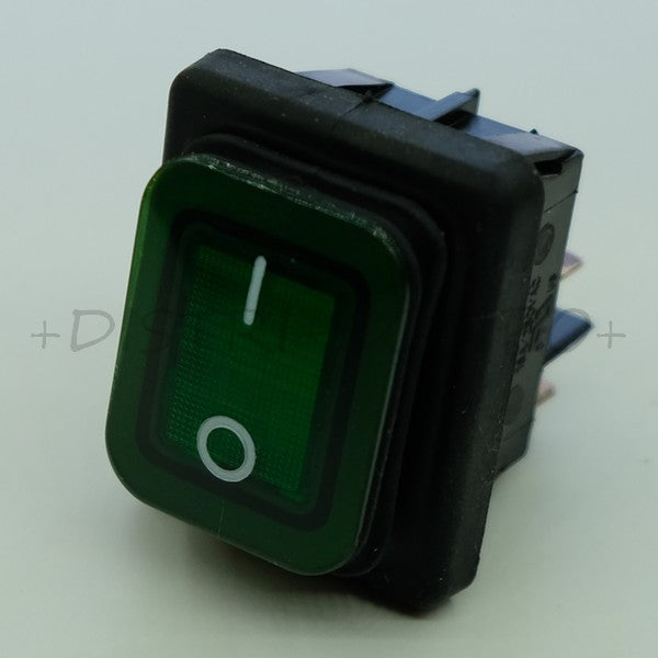Interrupteur rectangulaire IP65 bipolaire 30.6x22mm ON OFF vert - Distri-Compo