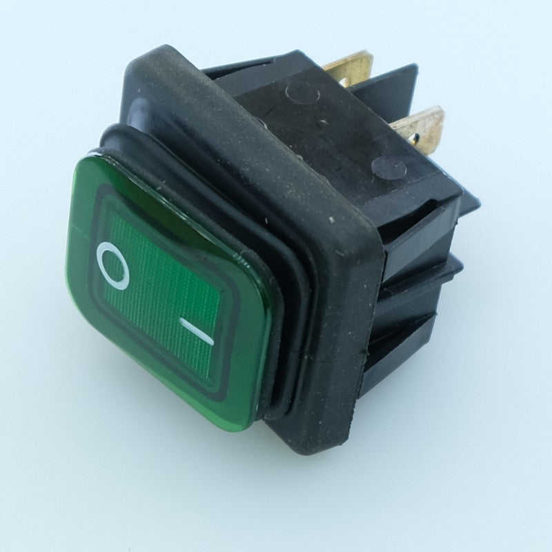 Interrupteur rectangulaire IP65 bipolaire 30.6x22mm ON OFF vert