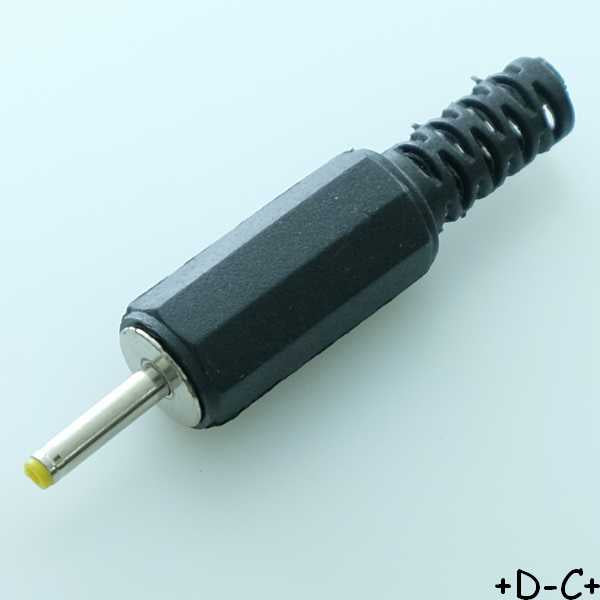 Fiche jack alimentation DC male plastique 0.75x2.4mm 10mm
