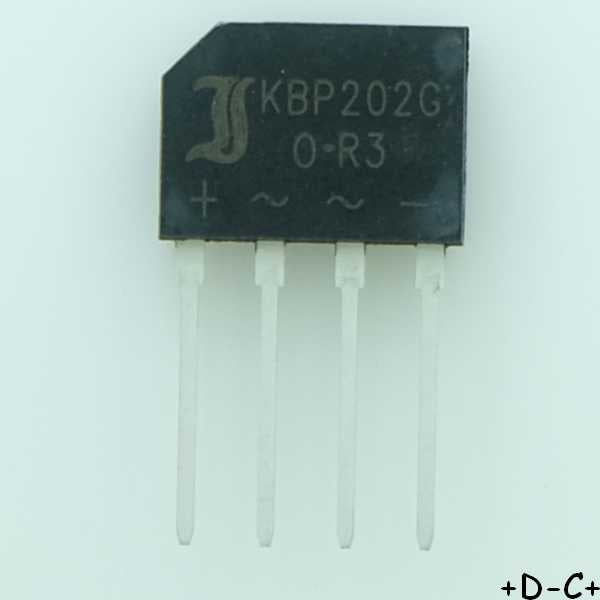 KBP202G Diode Rectifier Bridge 200V 2A 4-Pin Diotec RoHS