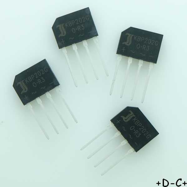 KBP202G Diode Rectifier Bridge 200V 2A 4-Pin Diotec RoHS (lot de 4)