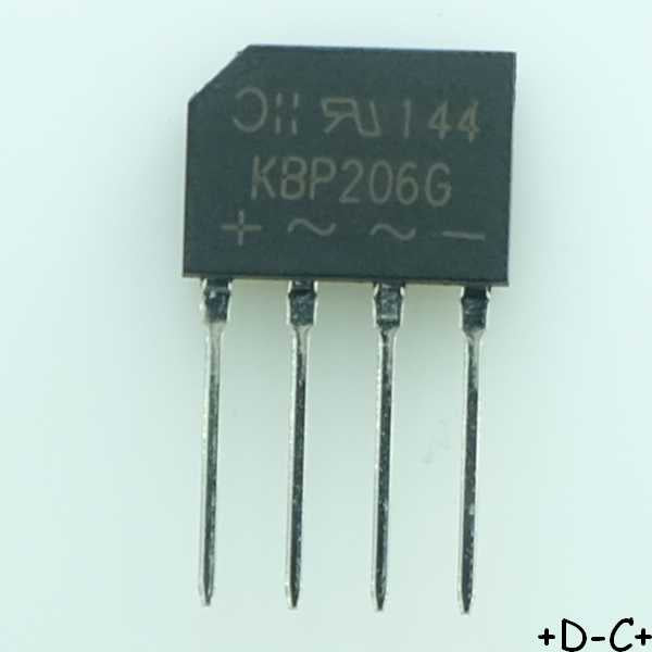 KBP206G Rectifier bridge diode single 600V 2A Diodes Inc RoHS DC1810