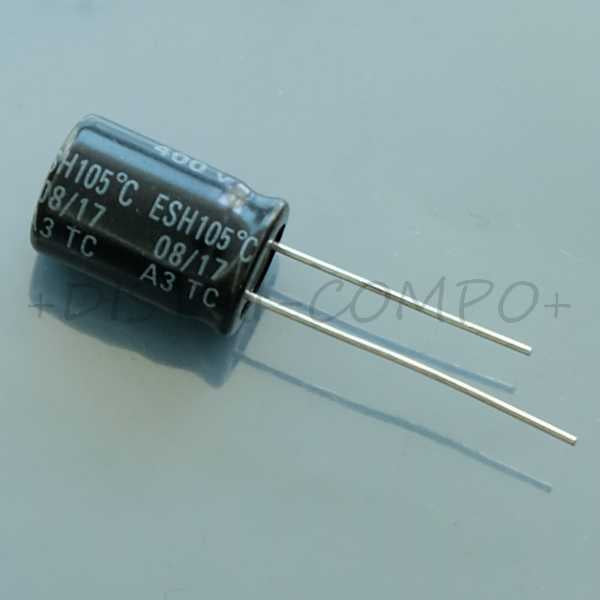 Condensateur 1µF 50V 5x11mm pas2 105° ESH ESH105M050AC3AA Kemet (lot de 20)