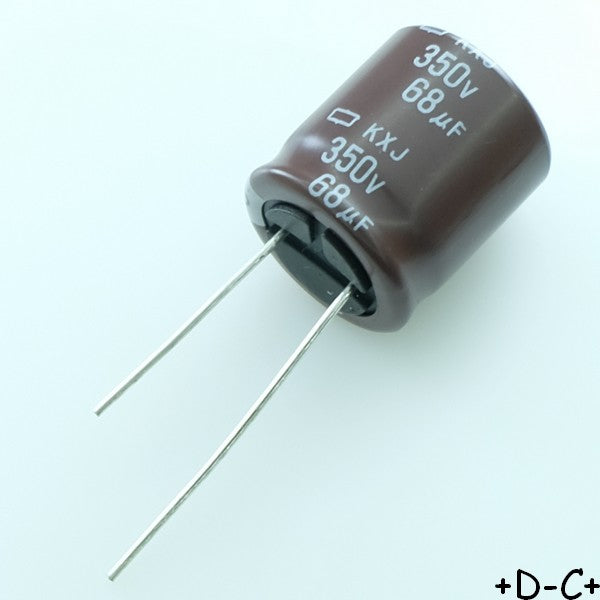 Condensateur 68µF 350V Electrolytique 18x20mm 105° pas7.5 20% KXJ Chemi-con