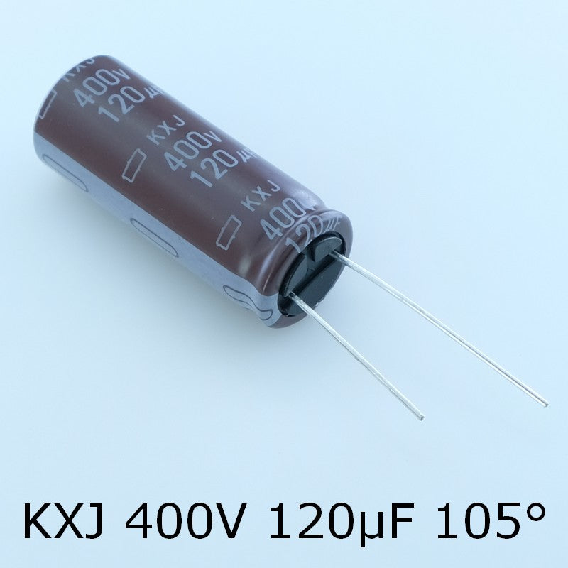 Condensateur 120µF 400V Aluminium Lytic 16x40mm 105° pas7.5 KXJ Chemi-con