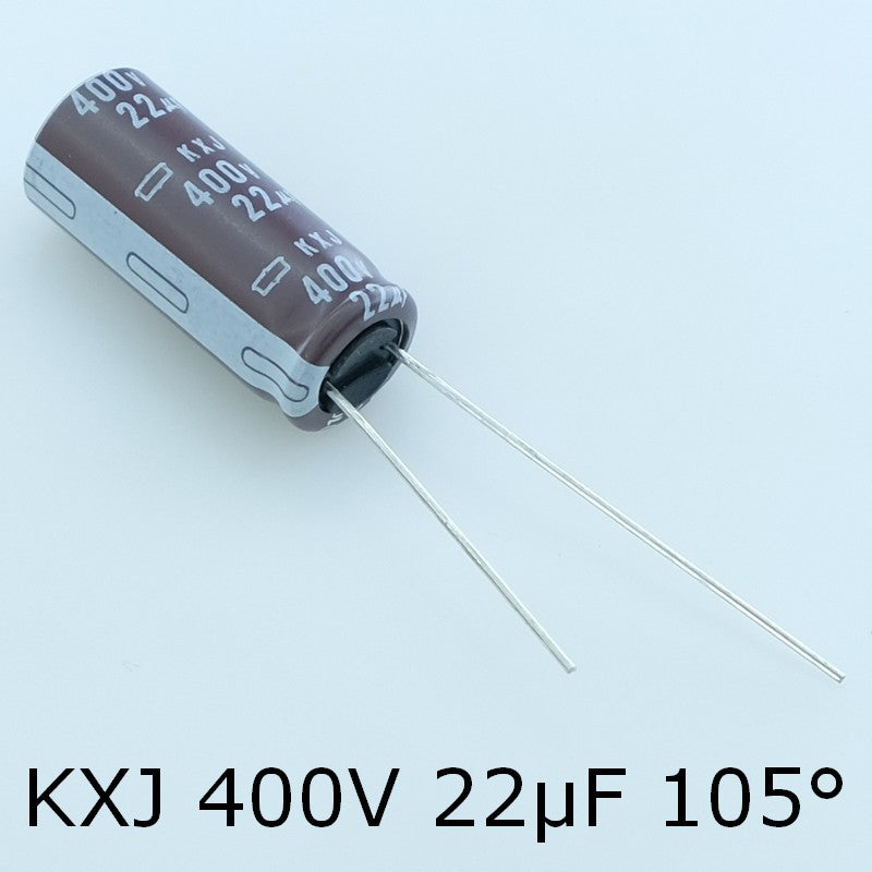 Condensateur 22µF 400V Aluminium Lytic 10x25mm pas5 105° KXJ Chemi-Con