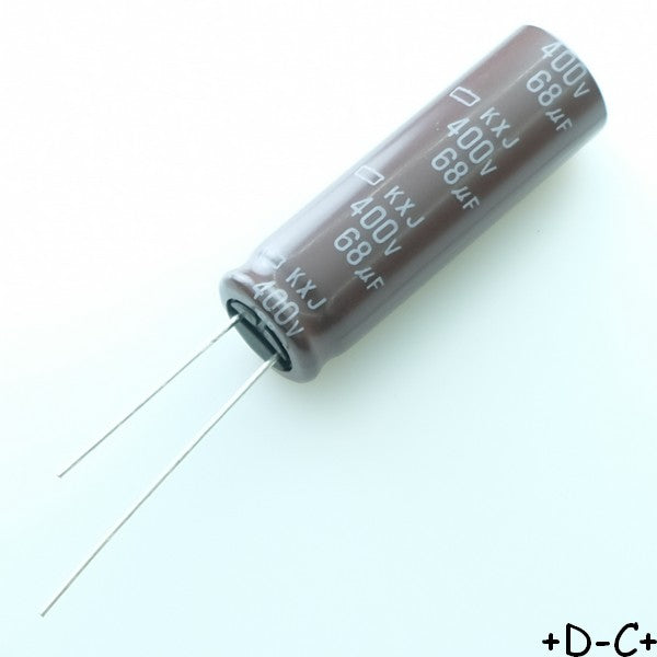 Condensateur 68µF 400V Aluminium Lytic 12.5x40mm 105° pas5 KXJ Chemi-con