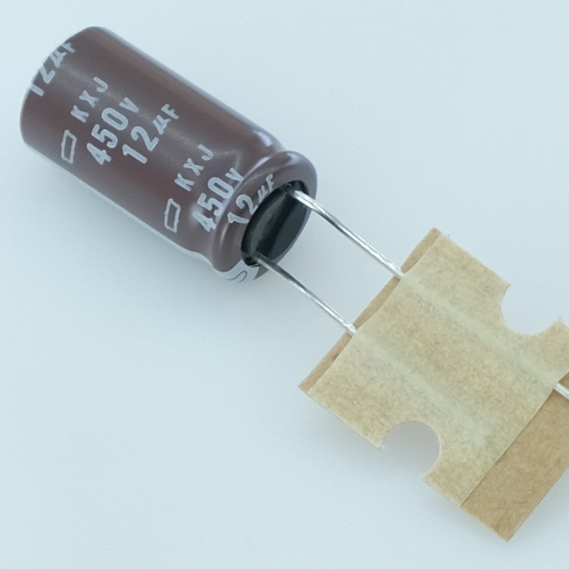 Condensateur 12µF 450V Aluminium Lytic 10x20mm 105° pas5 KXJ Chemi-con