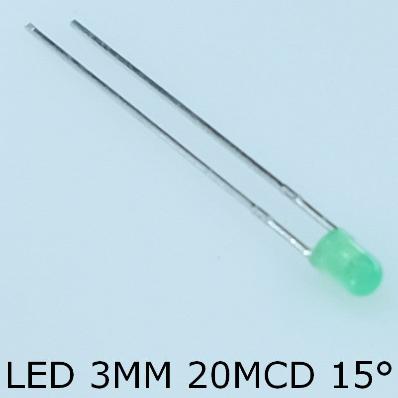 Led verte 3mm 20mcd 20mA 2.2V 568nm 60° L-934GD Kingbright