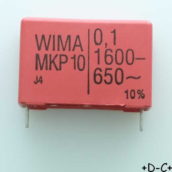 Condensateur film PP MKP10 100nF 1600VDC 650VAC 11x21x31.5mm pas27.5 10% Wima