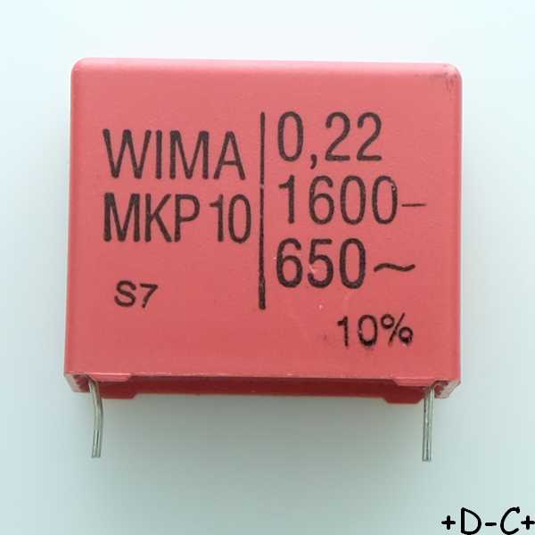 Condensateur film PP MKP10 220nF 1600VDC 650VAC 15x26x31.5mm pas27.5 10% Wima