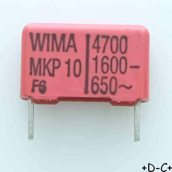 Condensateur film PP MKP10 4.7nF 1600VDC 650VAC pas15 Wima