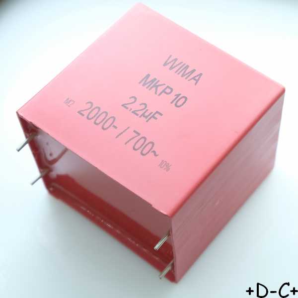Condensateur film PP MKP10 2.2µF 2000VDC 700VAC 45x55x57mm pas52.5 10% Wima