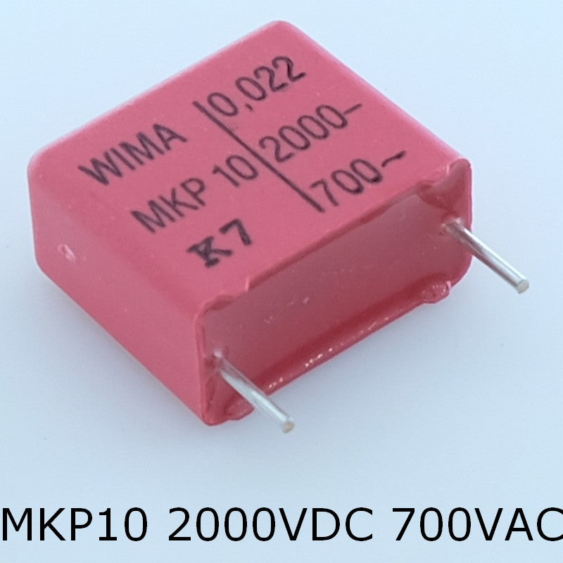 Condensateur film PP MKP10 22nF 2000VDC 700VAC 9x16x18mm pas15 5% Wima - Distri-Compo