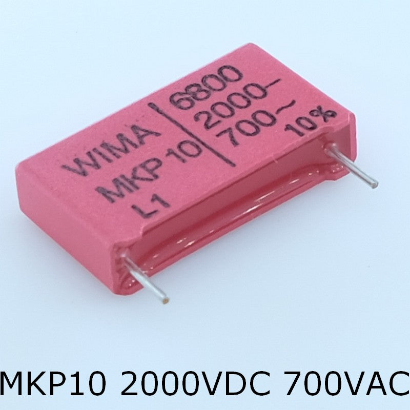 Condensateur film PP MKP10 6.8nF 2000VDC 700VAC 6x15x26.5mm pas22.5 10% Wima - Distri-Compo