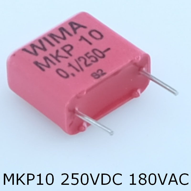 Condensateur film PP MKP10 100nF 250VDC 180VAC 6x12x13mm pas10 10% Wima - Distri-Compo