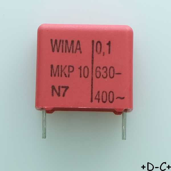 Condensateur film PP MKP10 100nF 630VDC 400VAC 9x16x18mm pas15 10% Wima