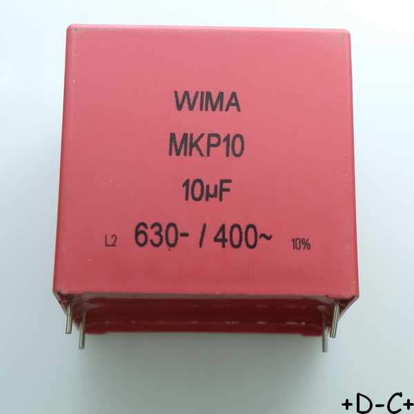 Condensateur film PP MKP10 10µF 630VDC 400VAC 45x55x57mm pas52.5 10% Wima