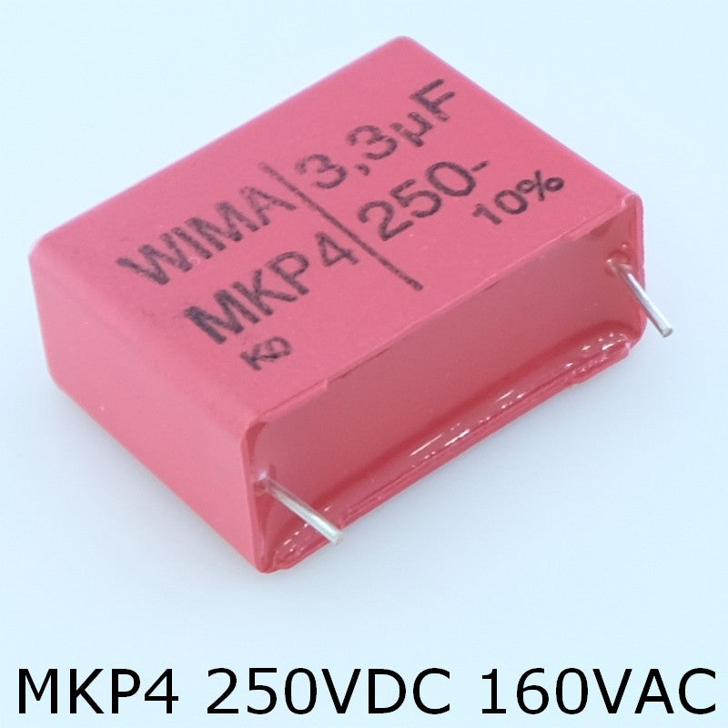 Condensateur film PP MKP4 3.3µF 250VDC 160VAC 13x24x31.5mm pas27.5 10% Wima - Distri-Compo