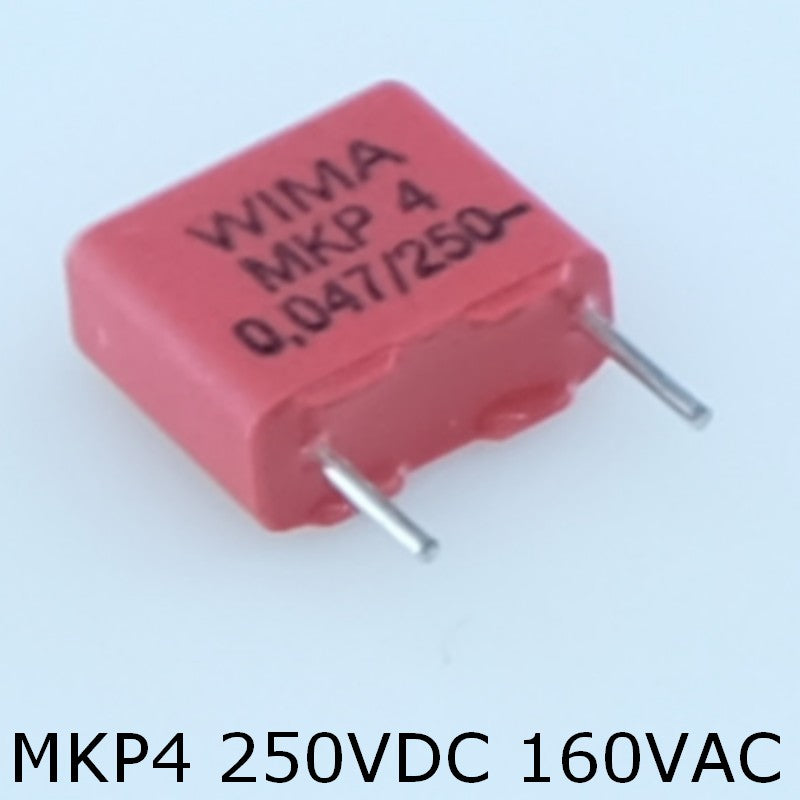 Condensateur film PP MKP4 47nF 250VDC 160VAC 4x9x10mm pas7.5 10% Wima - Distri-Compo