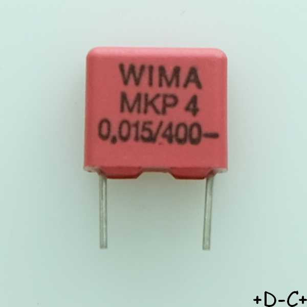 Condensateur film PP MKP4 15nF 400VDC 220VAC 4x9x10mm pas7.5 10% Wima