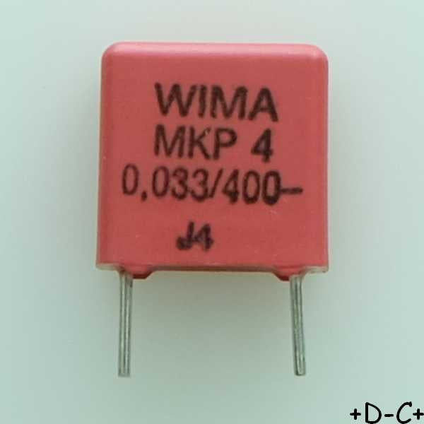 Condensateur film PP MKP4 33nF 400VDC 220VAC 5x10.5x10.3mm pas7.5 5% Wima