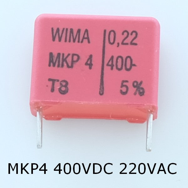 Condensateur film PP MKP4 220nF 400VDC 220VAC 7x14x18mm pas15 5% Wima