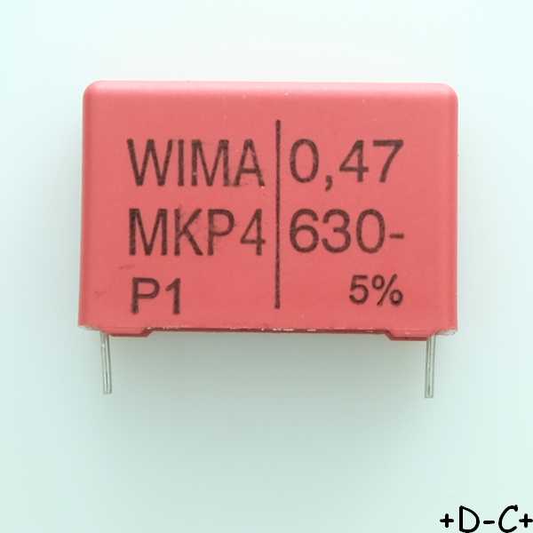 Condensateur film PP MKP4 470nF 630VDC 280VAC 11x21x31.5mm pas27.5 5% Wima