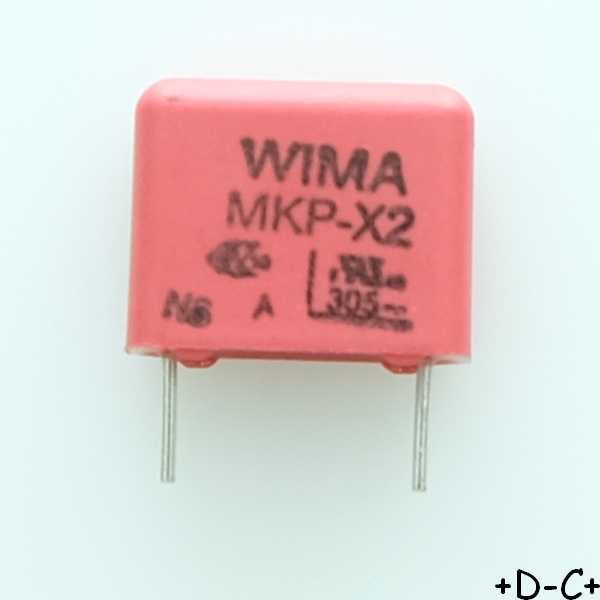 Condensateur film PP MKP-X2 22nF 305VAC 5x11x13mm pas10 10% Wima