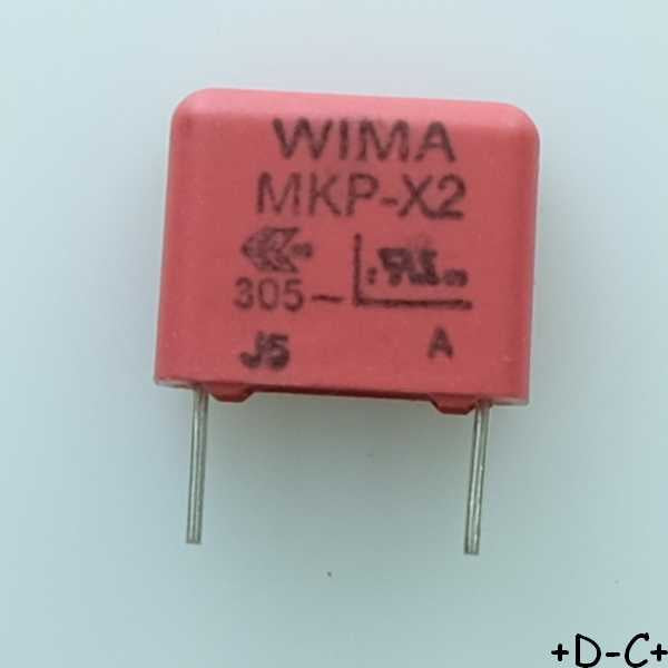 Condensateur film PP MKP-X2 27nF 305VAC 5x11x13mm pas10 10% Wima