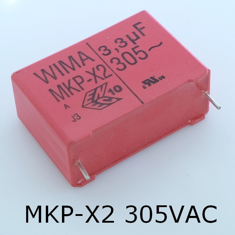Condensateur film PP MKP-X2 3.3µF 305VAC 17x29x41.5mm pas37.5 10% Wima