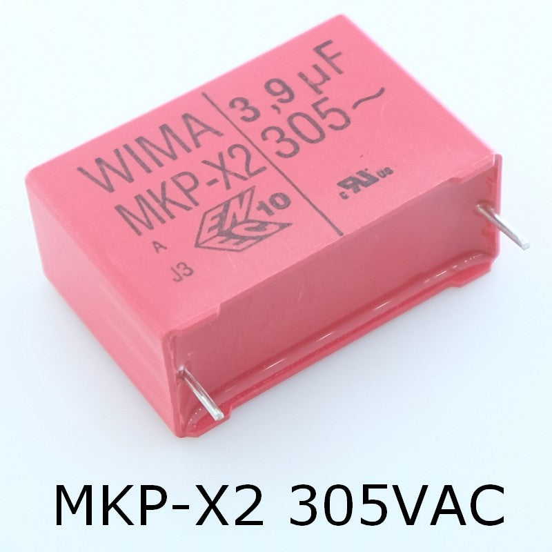 Condensateur film PP MKP-X2 3.9µF 305VAC 17x29x41.5mm pas37.5 10% Wima