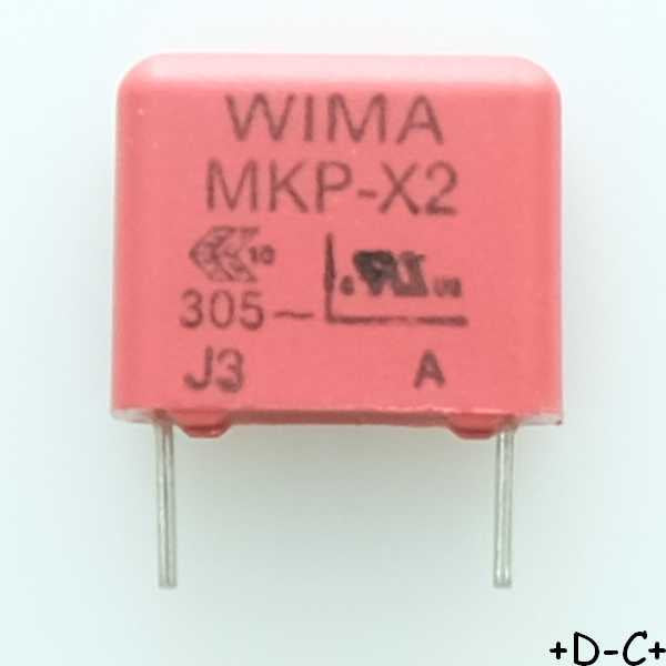 Condensateur film PP MKP-X2 33nF 305VAC 5x11x13mm pas10 10% Wima