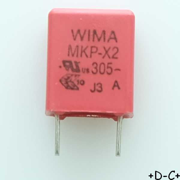 Condensateur film PP MKP-X2 39nF 305VAC 5.7x12.5x10.3mm pas7.5 10% Wima