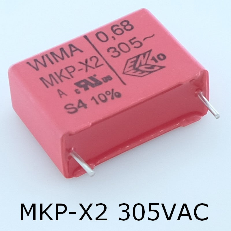 Condensateur film PP MKP-X2 680nF 305VAC 10.5x19x26.5 pas22.5 10% Wima