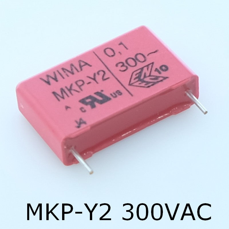 Condensateur RFI PP MKP-Y2 100nF 300VAC 7x16.5x26.5mm pas22.5 10% Wima