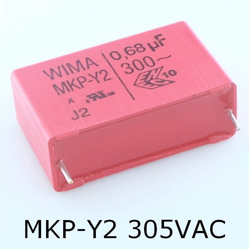 Condensateur RFI PP MKP-Y2 680nF 300VAC 17x29x41.5mm pas37.5 10% Wima