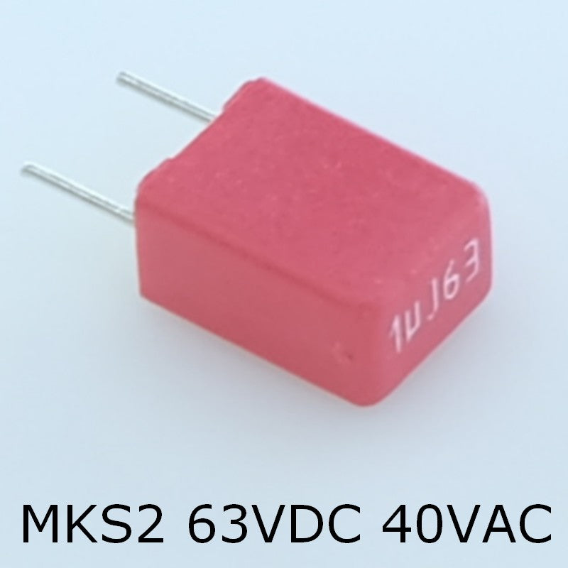 Condensateur film PET MKS2 1µF 63VDC 40VAC 5x10x7.2mm pas5 Wima - Distri-Compo