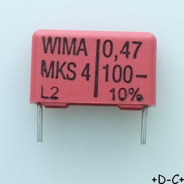 Condensateur film PET MKS4 470nF 100VDC 63VAC pas15