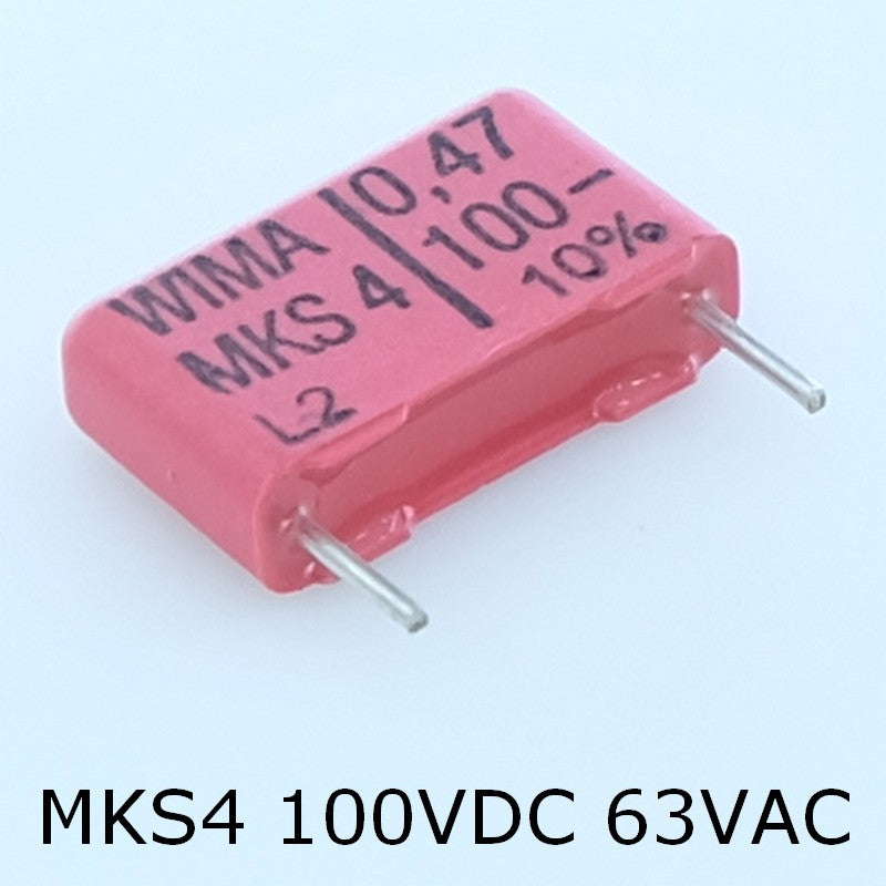 Condensateur film PET MKS4 470nF 100VDC 63VAC pas15 - Distri-Compo