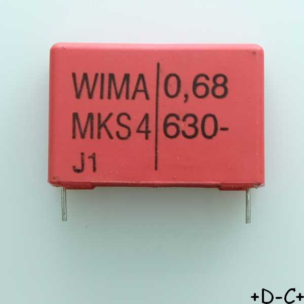 Condensateur film PET MKS4 680nF 630VDC 400VAC 11x21x31.5mm pas27.5 20% Wima