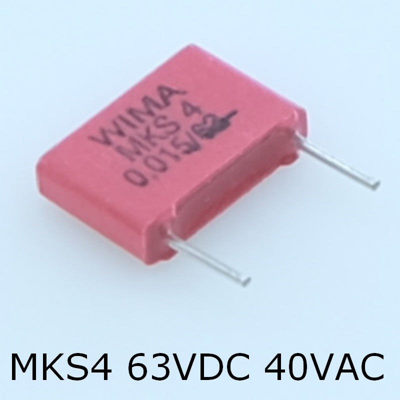 Condensateur film PET MKS4 15nF 63VDC 40VAC 2.5x7x10mm pas7.5 5% Wima