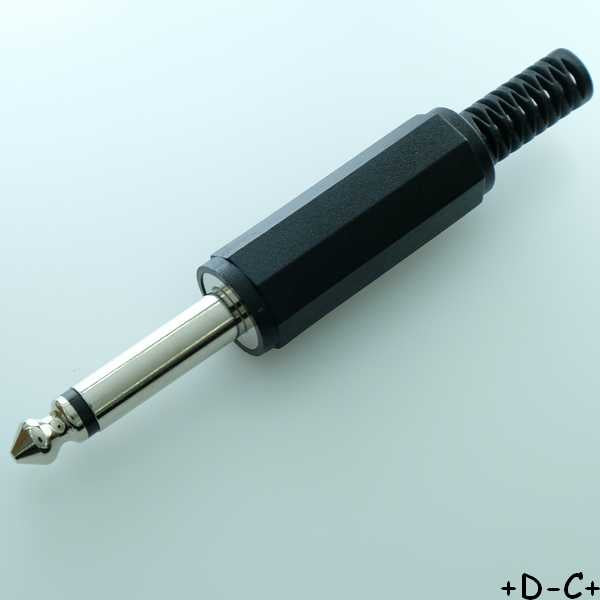 Fiche Jack 6.35mm Mono mâle plastique 12VDC 1A MP-6320 Same Sky