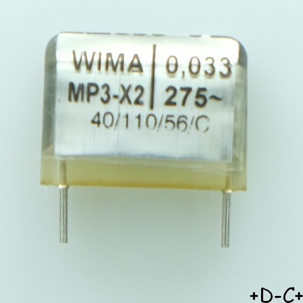 Condensateur MP3-X2 33nF 275Vac 6x14x19mm pas15 Wima