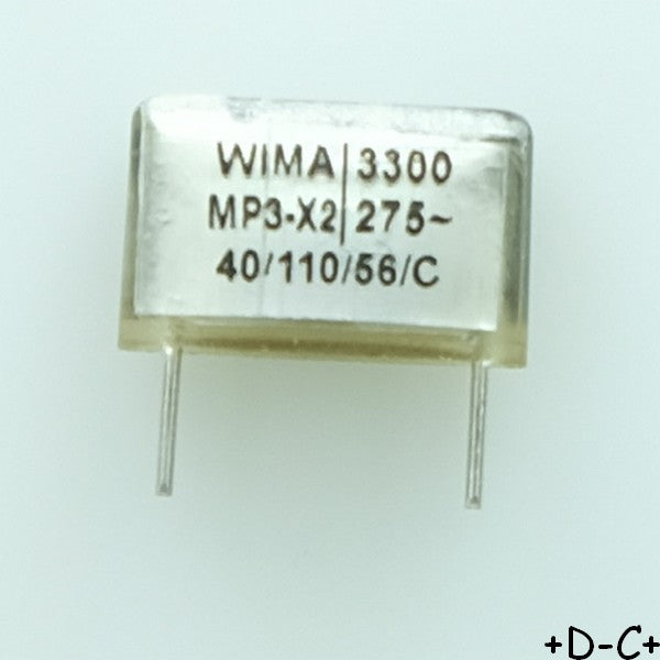 Condensateur MP3-X2 3.3nF 275Vac 4x8.5x13.5mm pas10 Wima