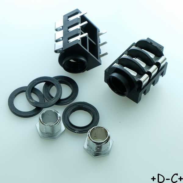 Embase jack 6,35 mm femelle stéréo + coupure pour C.Imprimé (lot de 2)