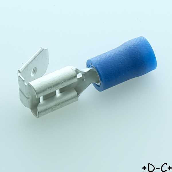 Cosse piggyback 6.3x0.8mm a sertir femelle + clips de reprise bleue