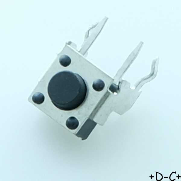 Bouton 3.15mm poussoir miniature coude 6.6x7.4mm 12VDC 50mA traversant